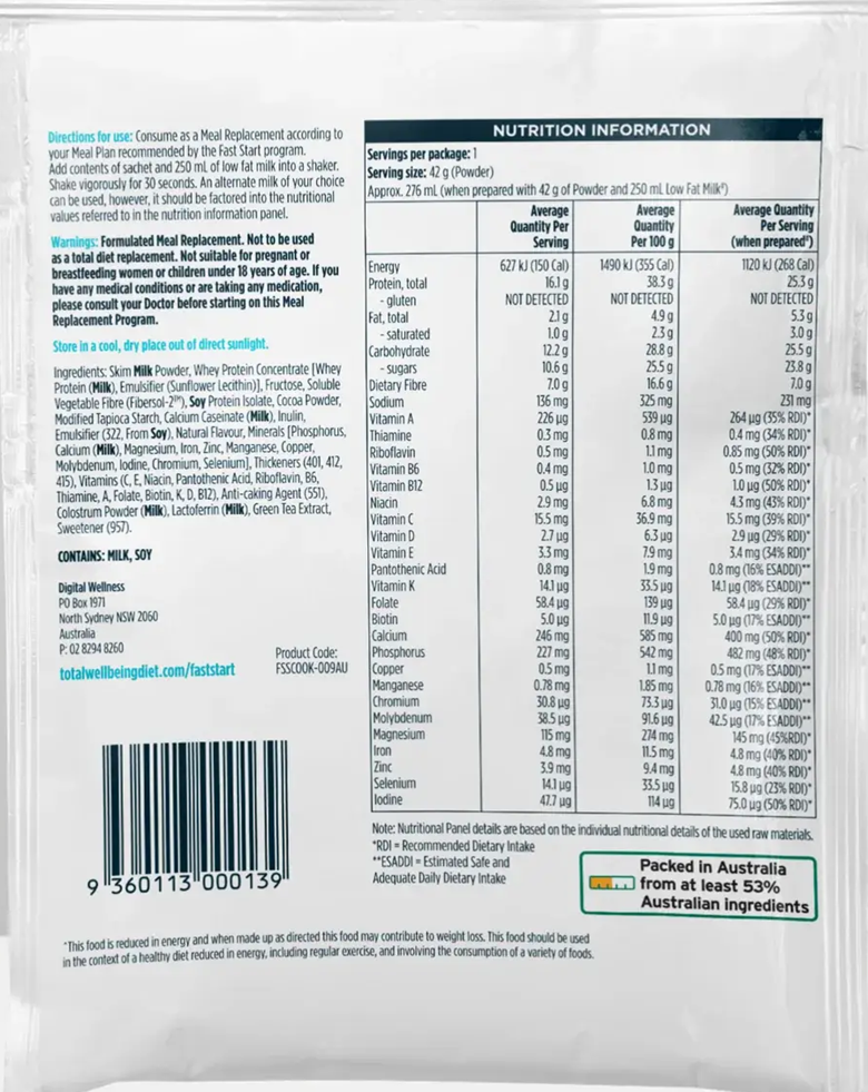 What is in the Fast Start Shakes?